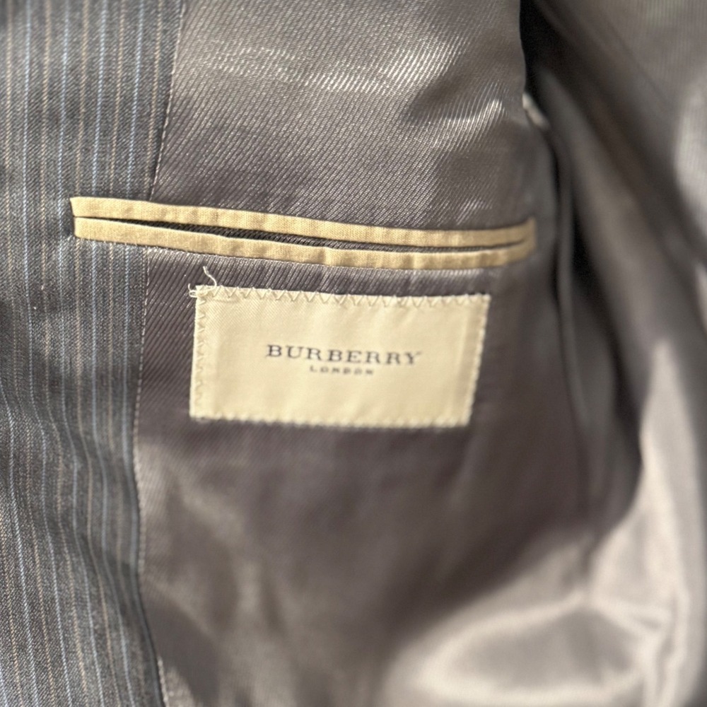 Burberry London Men's Gray Pinstripe Wool Blazer Suit Jacket Size 38 Reg - Picture 3 of 4